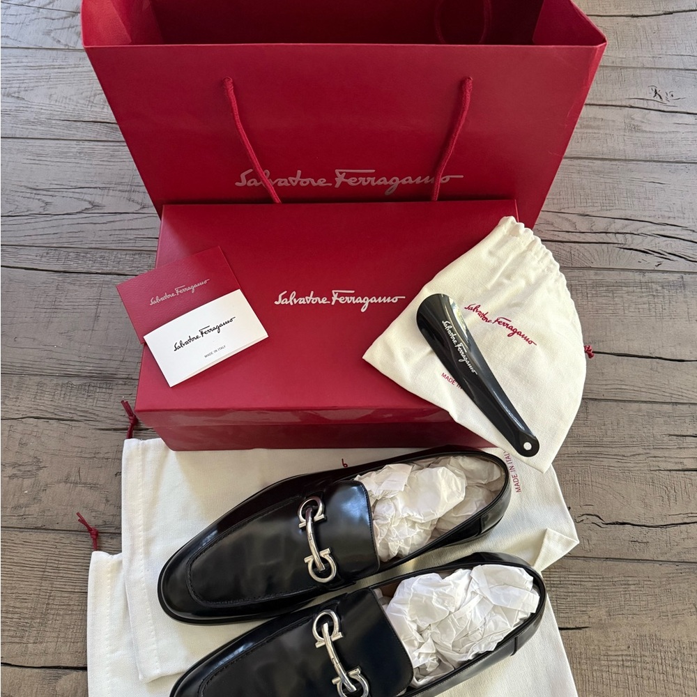 Salvatore Ferragamo Gustav Black Loafers — 12 EE — Worn Once  Full Set + Receipt